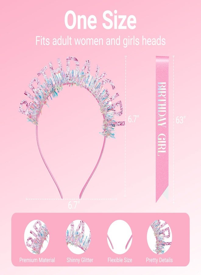 Papoopy Birthday Headband with Sash for Women, Birthday Crwon Tiara for Decorations - Image 2